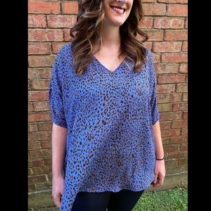 Adrienne Oversized Blue Animal Print Tunic Top - S, M, L